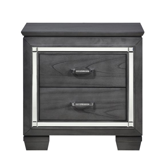 Wood Nightstand with 2 Drawers and LED / Great for Bedroom Setup