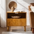 thumbnail image 1 of Wood End Table with Drawer and Open Shelf , Modern Table with Charging Station for Living Room Acorn, 1 of 6