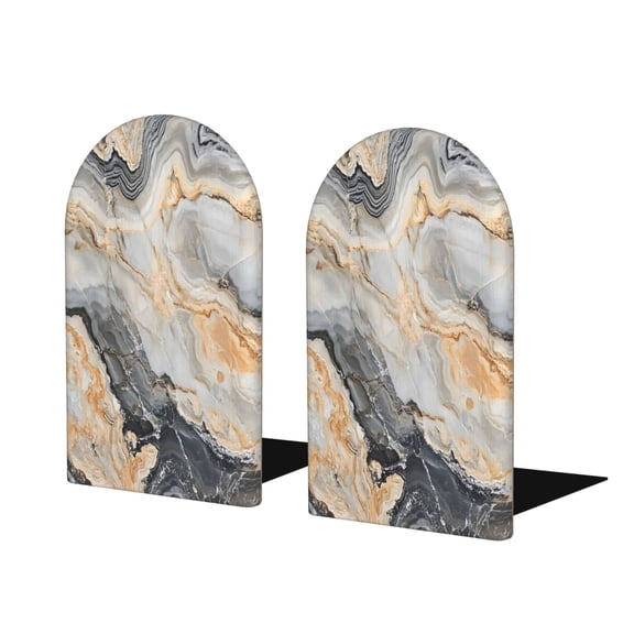 Wood Non-Skid Bookend For Shelves Heavy Duty Book Stand For Cds Documents Books Periodicals 1 Pair Gainsboro Marble_2
