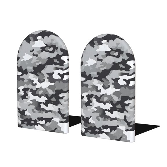 Wood Non-Skid Bookend For Shelves Heavy Duty Book Stand For Cds Documents Books Periodicals 1 Pair Vector Camouflage Pattern Gray_1