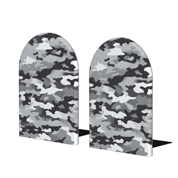 Wood Non-Skid Bookend For Shelves Heavy Duty Book Stand For Cds, Documents, Books, Periodicals, 1 Pair Vector Camouflage Pattern Gray_1