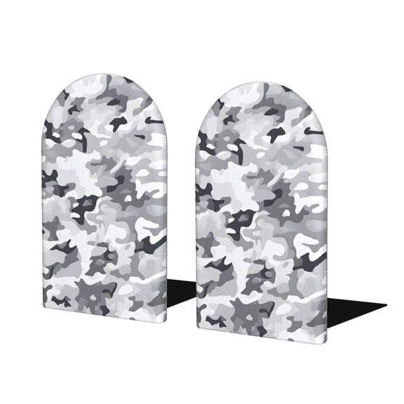 Wood Non-Skid Bookend For Shelves Heavy Duty Book Stand For Cds Documents Books Periodicals 1 Pair Vector Camouflage Pattern Gray_3