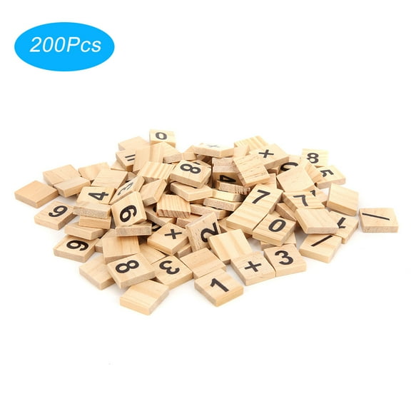 Wood Number Tiles, 200Pcs Wood Number Chip, For Home Number Tile Mixed