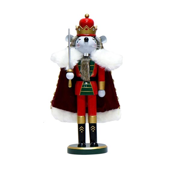 36cm Wood King Nutcrackers Figurine for Display Desktop Ornament Christmas Tabletop Statue Decoration