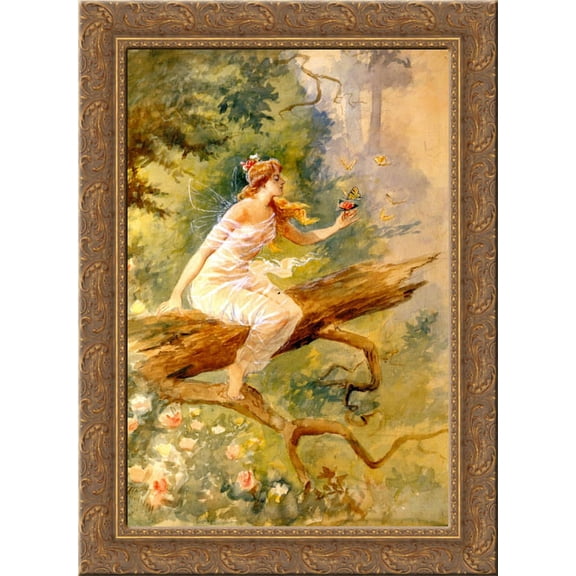Wood Nymph 24x18 Gold Ornate Wood Framed Canvas Art by Charles M. Russell