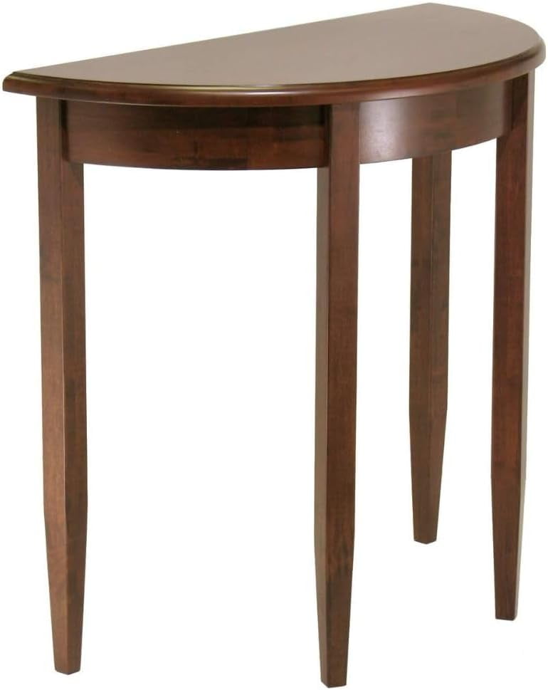 Wood Occasional Table 32-Inch Half-Moon Console Table Walnut Finish ...