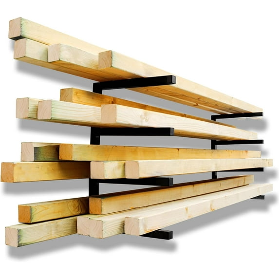 Wood Organizer and Lumber Storage Rack Wall Mount, Heavy Duty Metal Shelf with 4-Level Holds Up 800 LBS, Indoor & Outdoor Use - Orange