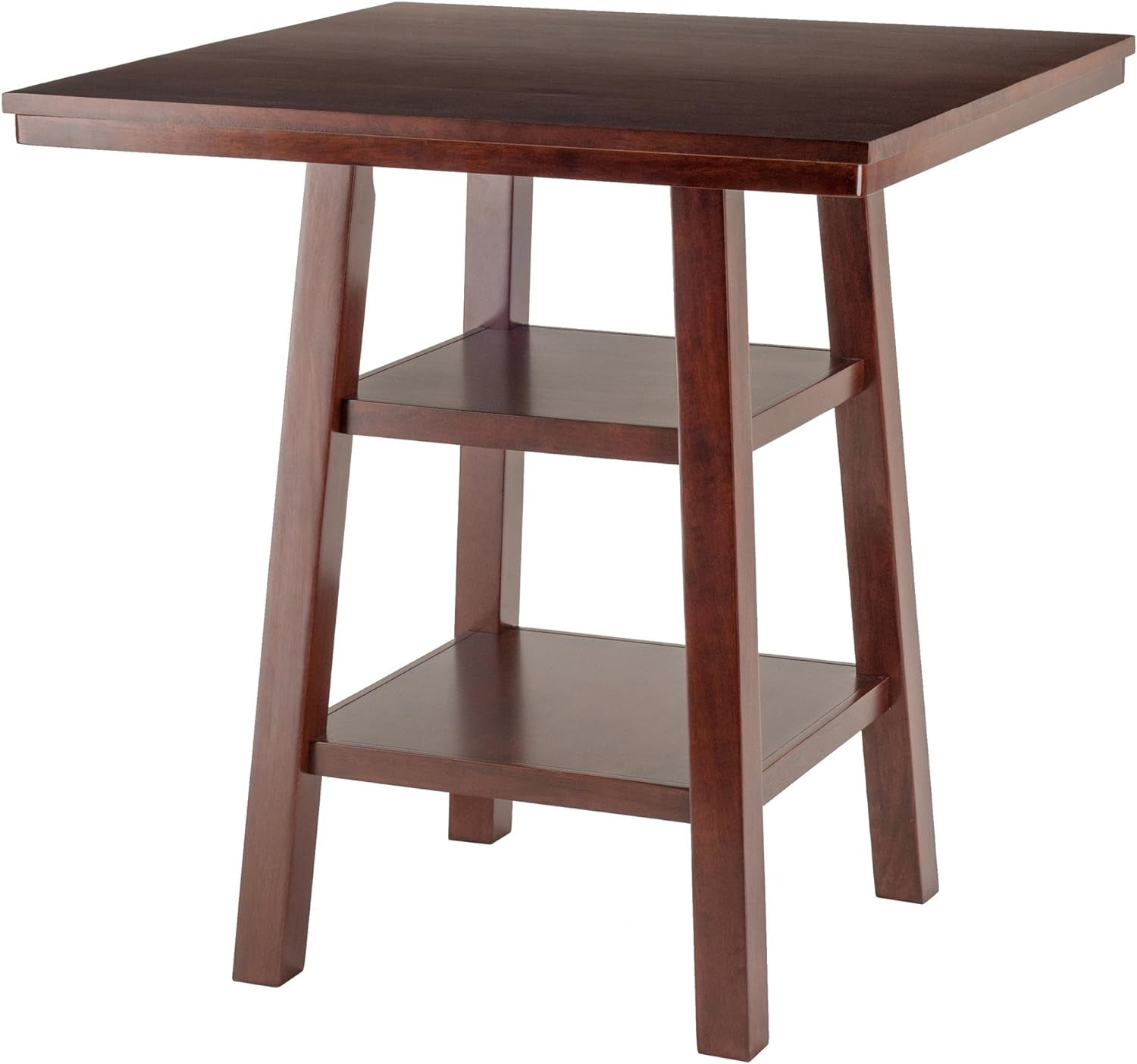 Winsome Orlando 33.86" Square High Walnut Dining Table with Storage