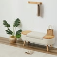 thumbnail image 1 of Wood Ottoman Storage Bench with Rattan,Linen Seat, 1 of 8