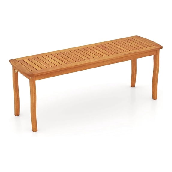 Wood Outdoor , 47" 2-Person Patio Dining with Slatted Seat, Backless Wooden Entryway , Farmhouse Indoor Outdoor for Garden, Poolside, Deck & Park (1,Natural)