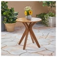 thumbnail image 1 of Wood Outdoor Bistro Table - 27.5 Inch Round Patio Dining Table - X-Base Small Garden Table for Backyard, Deck, Porch - Weather Resistant, 1 of 9