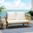 thumbnail image 1 of Wood Outdoor With Cushions - 24.98" H X 54.71" W 27.44" D Water-, Open Slat Back, Hardwood Frame, Assembly Necessary White/ Construction, Water- Seat Cushions, Modern Look, Required, 1 of 5