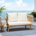 thumbnail image 1 of Wood Outdoor With Waterproof Cushions - 54.67" W X 27.65" D 25.09" H Hardwood, Open Slat , Assembly Required White/ Construction Water- Cushions, Modern Look,, 1 of 5