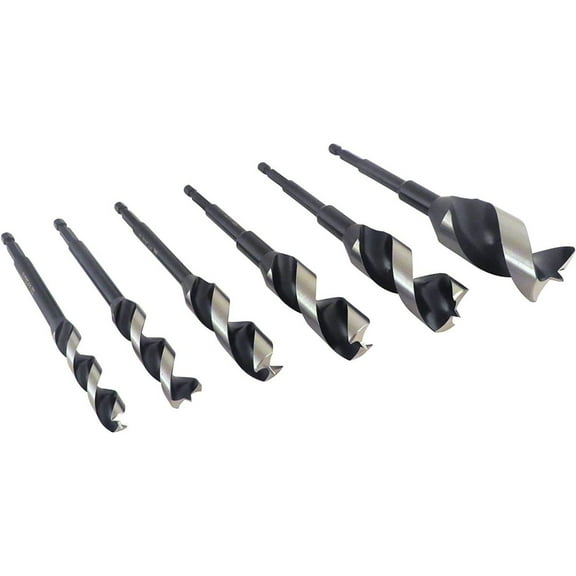 Wood Owl 6 Piece Set OverDrive Fast Boring Ultra Smooth Auger Brad Point Boring Bits Containing the Following Sizes 1/2, 5/8, 3/4, 7/8, 1 and 1 1/4 00706