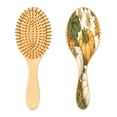thumbnail image 1 of Wood Paddle Brush with Cushion & Round Hair Brush Vintage Pumpkin with Leaves Detangling Brush for All Hair Types, 1 of 7