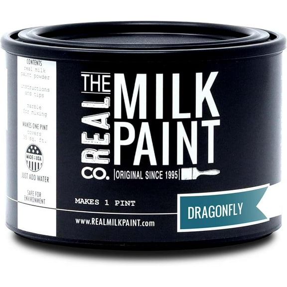 , Wood Paint for Furniture, Matte Paint for Cabinets, Walls, Brick, and Stone, Water Based Organic, No VOC, Dragonfly, 1 Pint