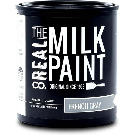 , Wood Paint for Furniture, Matte Paint for Cabinets, Walls, Brick, and Stone, Water Based Organic, No VOC, French Gray, 1 Quart