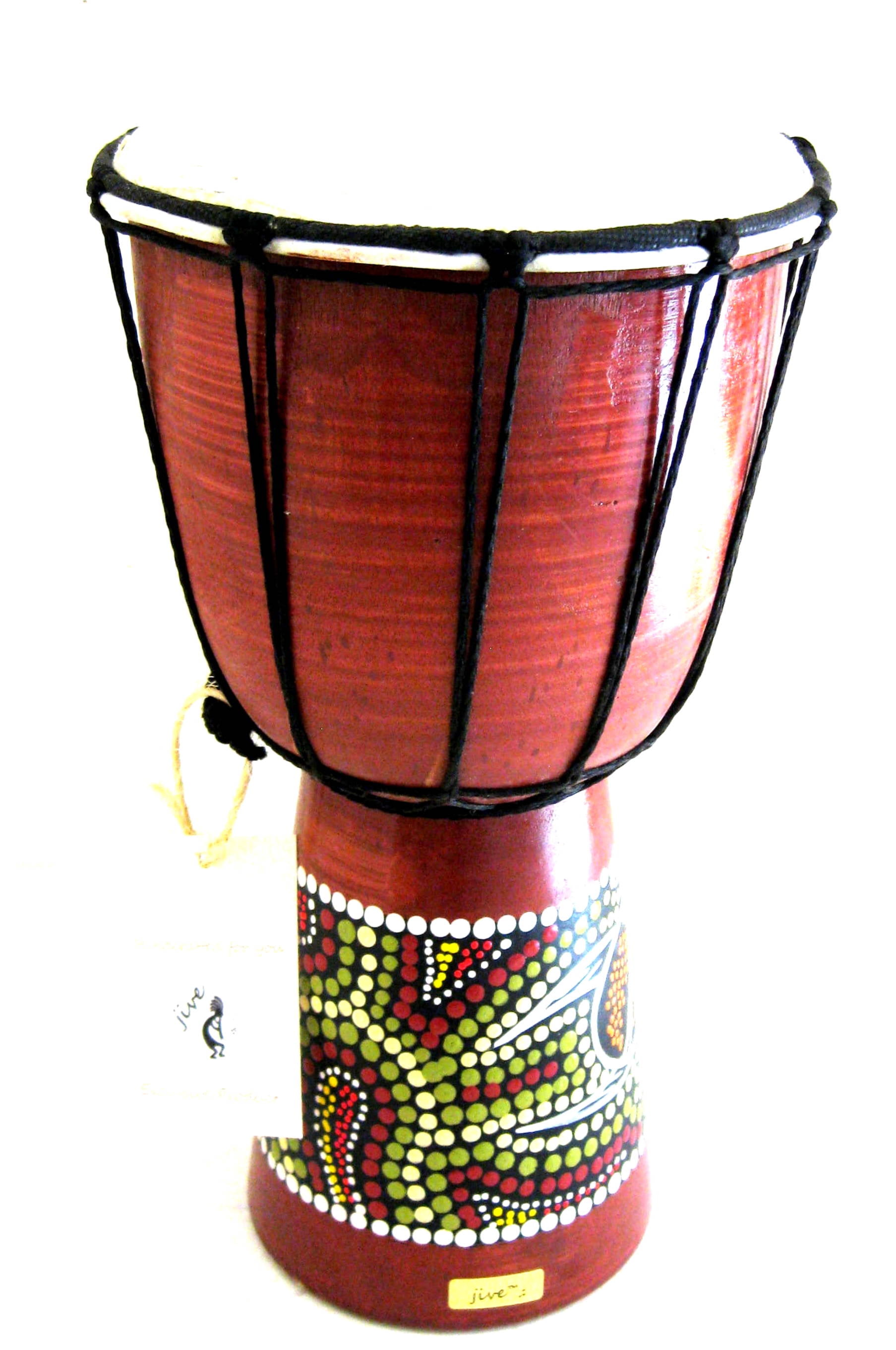 JIVE Wood Painted Djembe Drum, 12" High