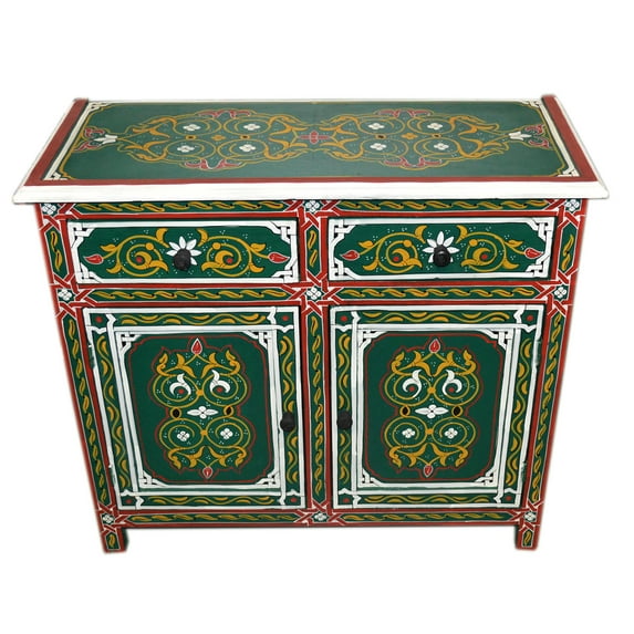 Wood Painted Dresser Double Green