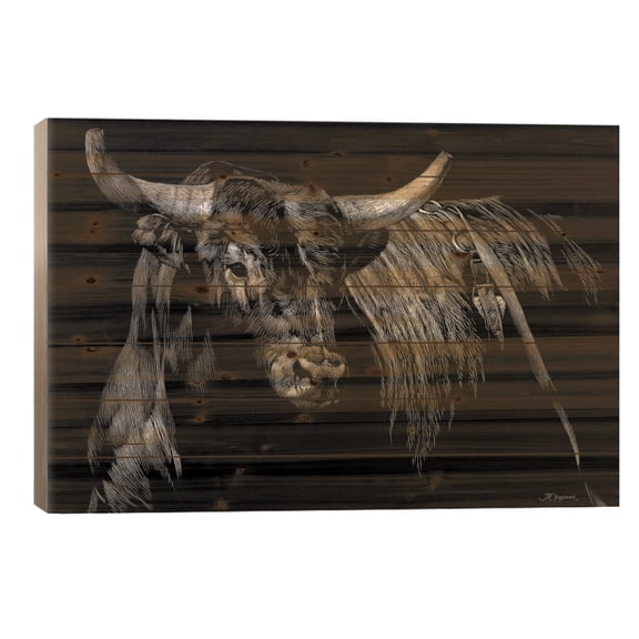 Wood Pallet Art Print - Brindle Rodeo Bull