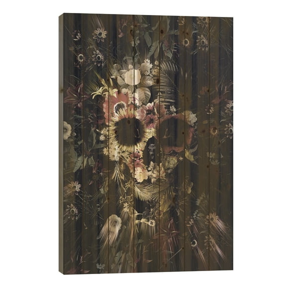 Wood Pallet Art Print - Garden Skull