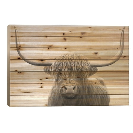 Wood Pallet Art Print - Highland Cow Neutral