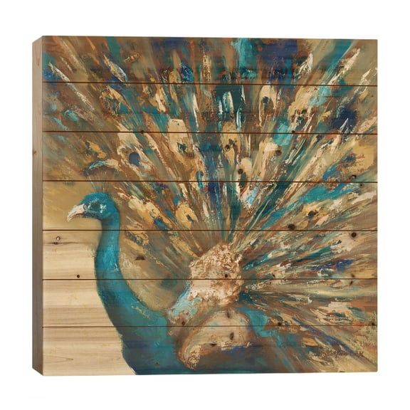 Wood Pallet Art Print - Proud Peacock