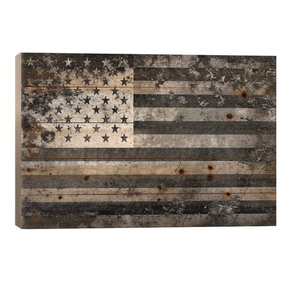 Wood Pallet Art Print - USA "Melting Film" Flag in Black & White I