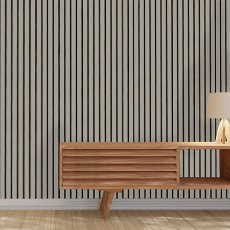 Wood Panel Wall USA 3D Slat Acoustic Panels, Gray Oak, 1ft x 8ft, Felt Backing, 2 Pack