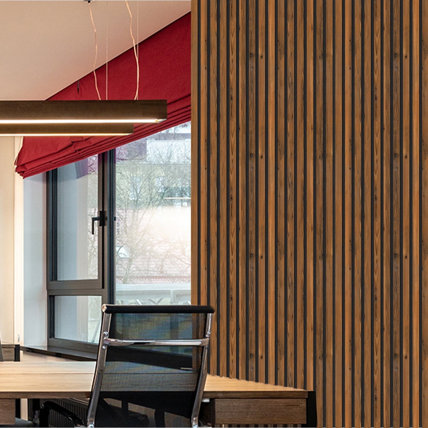 Wood Panels for Wall, 4 Pack 47.24" x 11.02" 3D Wall Panels for Interior Wall Decor,Wooden Acoustic Wall Panels,Wood Slat Wall Decor for Interior Wall,Living Room,Office Spaces,Bedroom