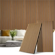 Wood Panels for Wall and Ceiling, 46.45" x 23.81" Wall Panels for Interior Wall Decor, 3D Wood Slat Wall Panel/Fluted Soundproof Wood Fluted Slat Sound Absorbing Panels, Teakwood 2 Pack
