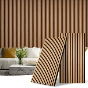 Wood Panels for Wall and Ceiling, 46.45" x 23.81" Wall Panels for Interior Wall Decor, 3D Wood Slat Wall Panel/Fluted Soundproof Wood Fluted Slat Sound Absorbing Panels, Teakwood 2 Pack