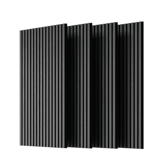 Wood Panels for Wall Slat Wall Panels, 4PC Wood Slat Acoustic Panels for Wall and Ceiling - 3D Fluted Sound Absorbing Panel with Three Sides Fully Wrapped on Wood Finish -45.27''X23.62''(GRAY)