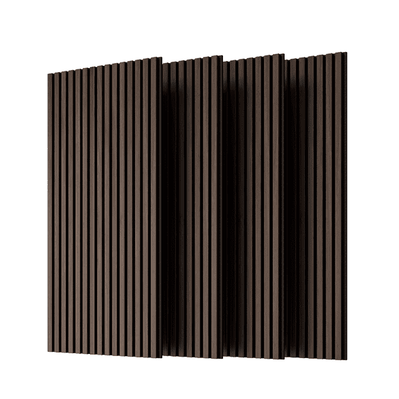 Wood Panels for Wall Slat Wall Panels, 4PC Wood Slat Acoustic Panels for Wall and Ceiling - 3D Fluted Sound Absorbing Panel with Three Sides Fully Wrapped on Wood Finish -45.27''X23.62''(Dark walnut)