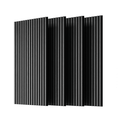 Wood Panels for Wall Slat Wall Panels, 4PC Wood Slat Acoustic Panels for Wall and Ceiling - 3D Fluted Sound Absorbing Panel with Three Sides Fully Wrapped on Wood Finish -45.27''X23.62''(GRAY)