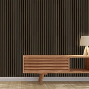 Wood Panels Wall USA 3D Wall Panels Brown Oak 1x8 ft Acoustic Slat Decorative Wall Panels, 2 Pack