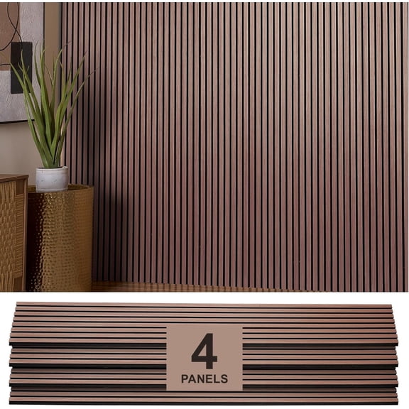 Wood Panels for wall - Oak Acoustic Wall Panels - 4PK Wall Wood Panels - 94.49” x 12 - Soundproof Wood Wall Panels for Decor - Acoustic Slat Wood Wall Panels for Interior decoration of Walls (Walnut)