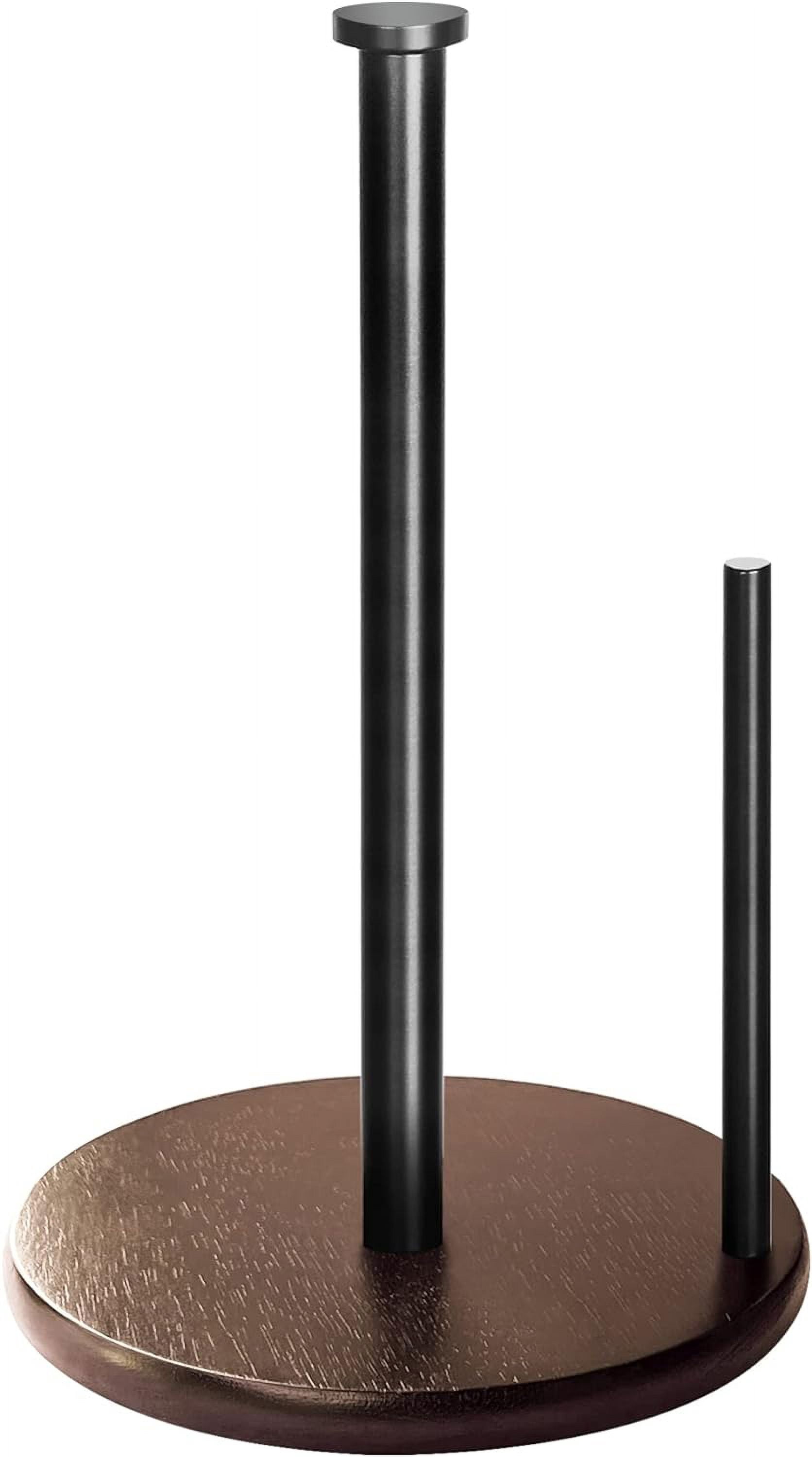 Wood Paper Towel Holder Countertop, , Farmhouse Kitchen Paper Towel Holders Stand with Real Wooden Base, fits Standard and Jumbo Size Paper Towels (Dark Brown)