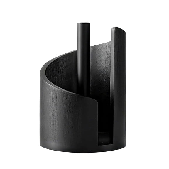 Wood Paper Towel Holder Countertop with Iron Stand for One Handed Tear in Kitchen Bath