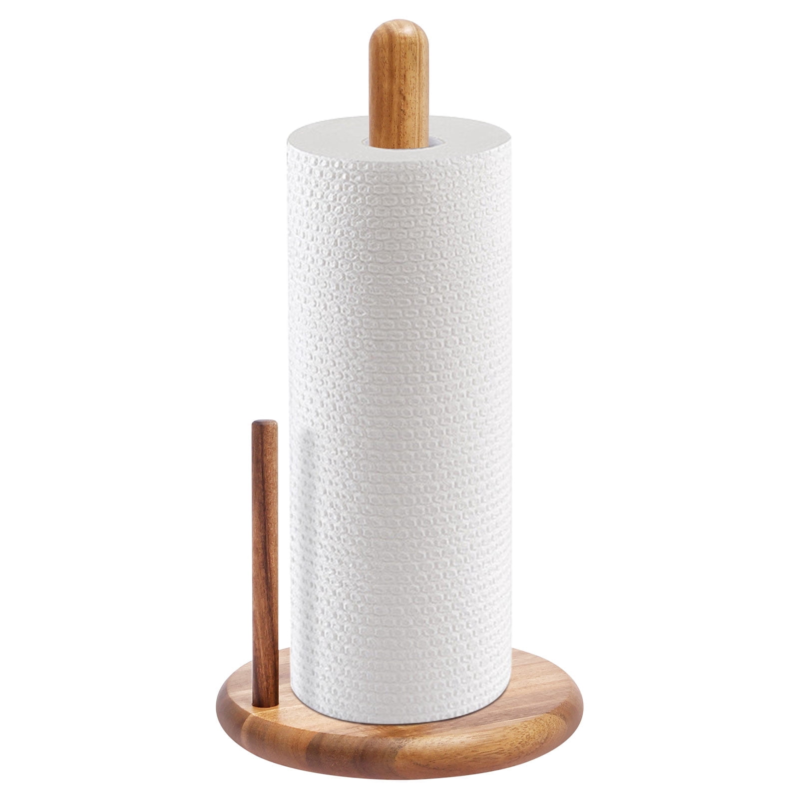 Wood Paper Towel Holder Decorative Countertop Standing Acacia Wood Paper Rolls Holder for Kitchen Countertop Farmhouse