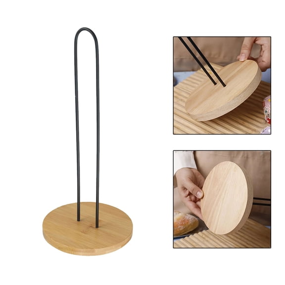 Wood Paper Towel Holder Tissue Vertical Stand Kitchen Towel Roll Organizer Rack YIWEI