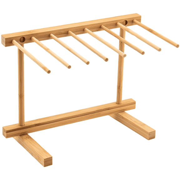 Wood Pasta Drying Rack with 8 Bars, Foldable Kitchen Countertop Noodle Dryer, 14 in Wooden Pasta Holder Stand, Space Saving Design, Detachable for Easy Storage, Light Brown