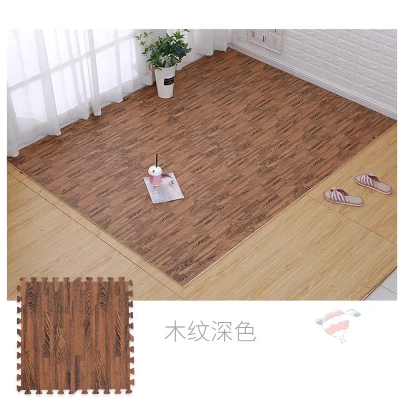 Wood Pattern Flooring Square Puzzle Living Room Rug Waterproof and Non-slip Stitching Mat Baby Sports Play Mat Decorative Carpet