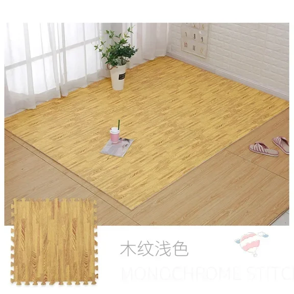 Wood Pattern Flooring Square Puzzle Living Room Rug Waterproof and Non-slip Stitching Mat Baby Sports Play Mat Decorative Carpet