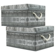 Wood Pattern Storage Box - Grey (2 Pack), Great for Child Room