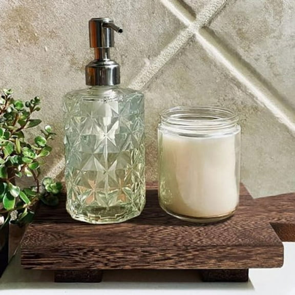 Wood Pedestal Soap Stand Rectangular Soap Riser Bathroom Soap Dish Shampoo Holder Tray