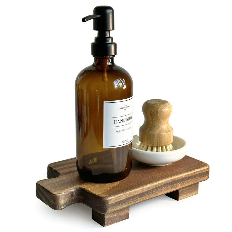 Wood Pedestal Stand, Farmhouse Wood Riser, Display Stool for Bathroom  Kitchen Sink, Soap Tray, Candle Plant Tray, Counter Decor, Modern Rustic Soap  Bottles Decorative Stand (Antique Walnut) 