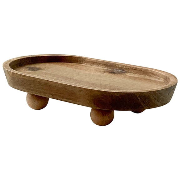 Wood Pedestal Stand Kitchen Soap Tray Farmhouse Wooden Riser Stand for Kitchen Bathroom Counter Table Decor Plant Candle Vases Display Kitchen Counter Decor Wooden Tray Kitchen Tray 7.8x4.7x1.7 Inch