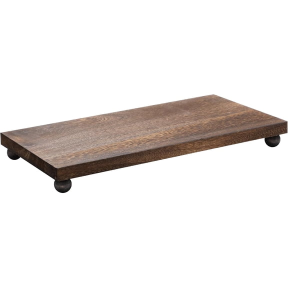 Wood Pedestal Stand Riser Decor,Classic,Dark Brown,16 X 8 Inch | Farmhouse Wooden Riser Stand Kitchen Soap Tray Rustic Table Centerpiece for Bathroom Counter Table Decor Plant Vases Display