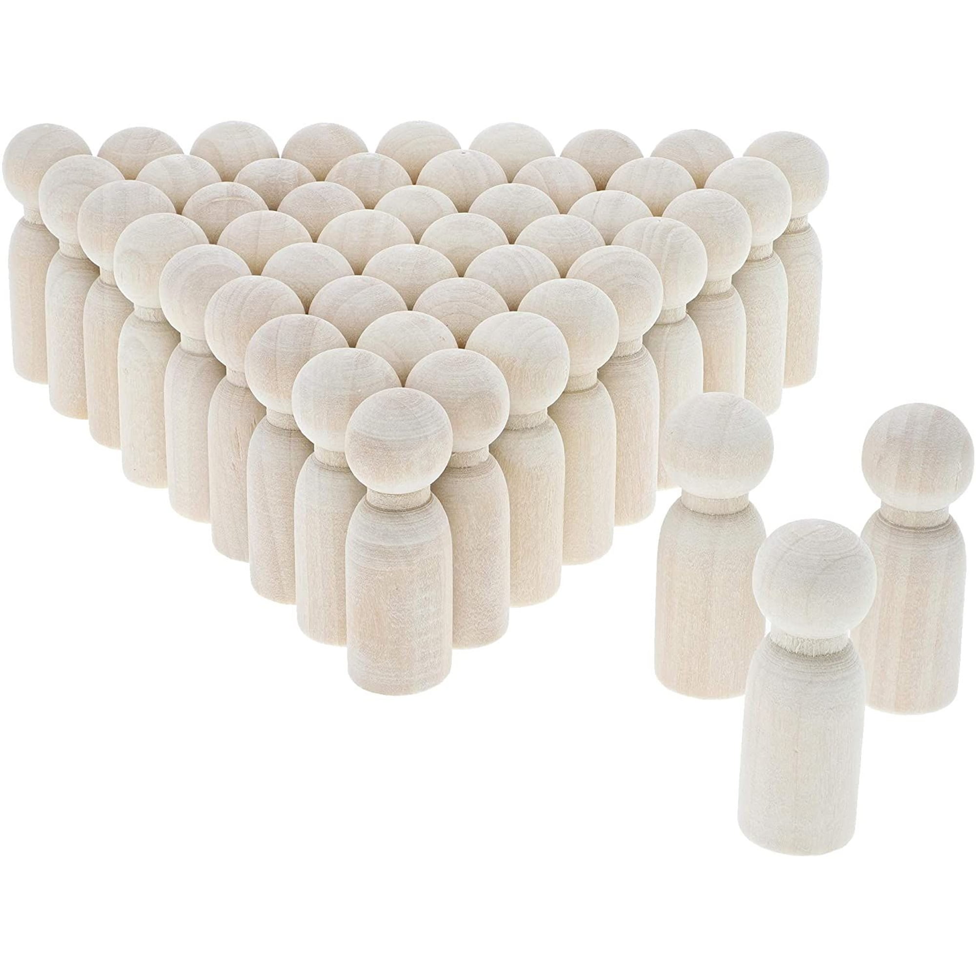 Wood Peg Dolls, Peg Doll Kit (1.77 inches, 50-Pack)
